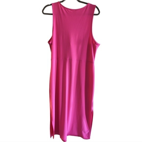 Leith Hot Pink Tie  Barbiecore Front Cutout Midi Plus Dress size 1X - Picture 7 of 13